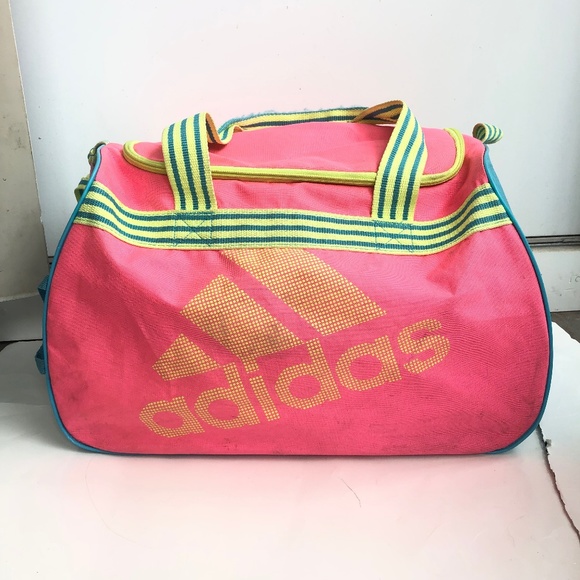 adidas Handbags - Adidas Vintage Rare Neon Pink Blue Gym Duffle Bag